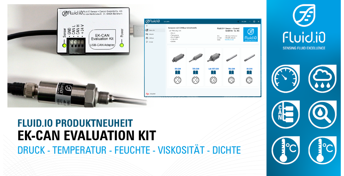 Kit d'évaluation pour capteurs Fluid.iO avec interface bus CAN