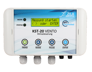 The KST-20 Vento is a climate control unit with aH-Controlled technology for ventilation, dehumidification and cooling for all types of private, commercial and industrial rooms. With the three operating modes for ventilation, dehumidification and cooling, the KST-20 Vento climate control can be used flexibly in almost all living, working and industrial areas.
