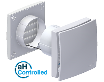 Dehumidification control, including integrated indoor and outdoor climate sensor. Controlled dehumidification takes place by comparing the indoor and outdoor climate. To support room dehumidification, a ventilation fan can be directly connected and controlled via the Aero_aH 100.